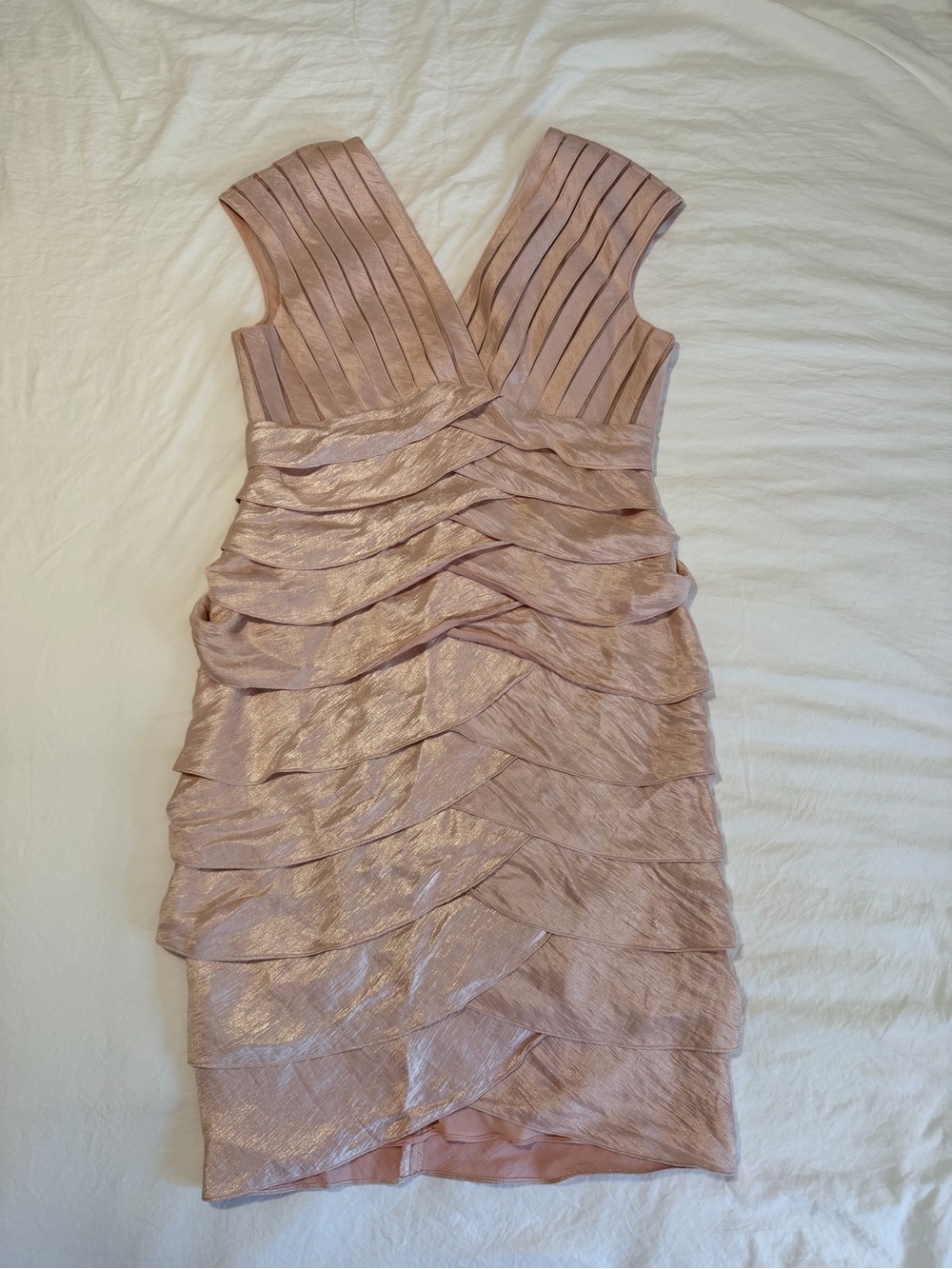 Adrianna Papell Cocktail light pink shimmery tiered dress women’s size 12